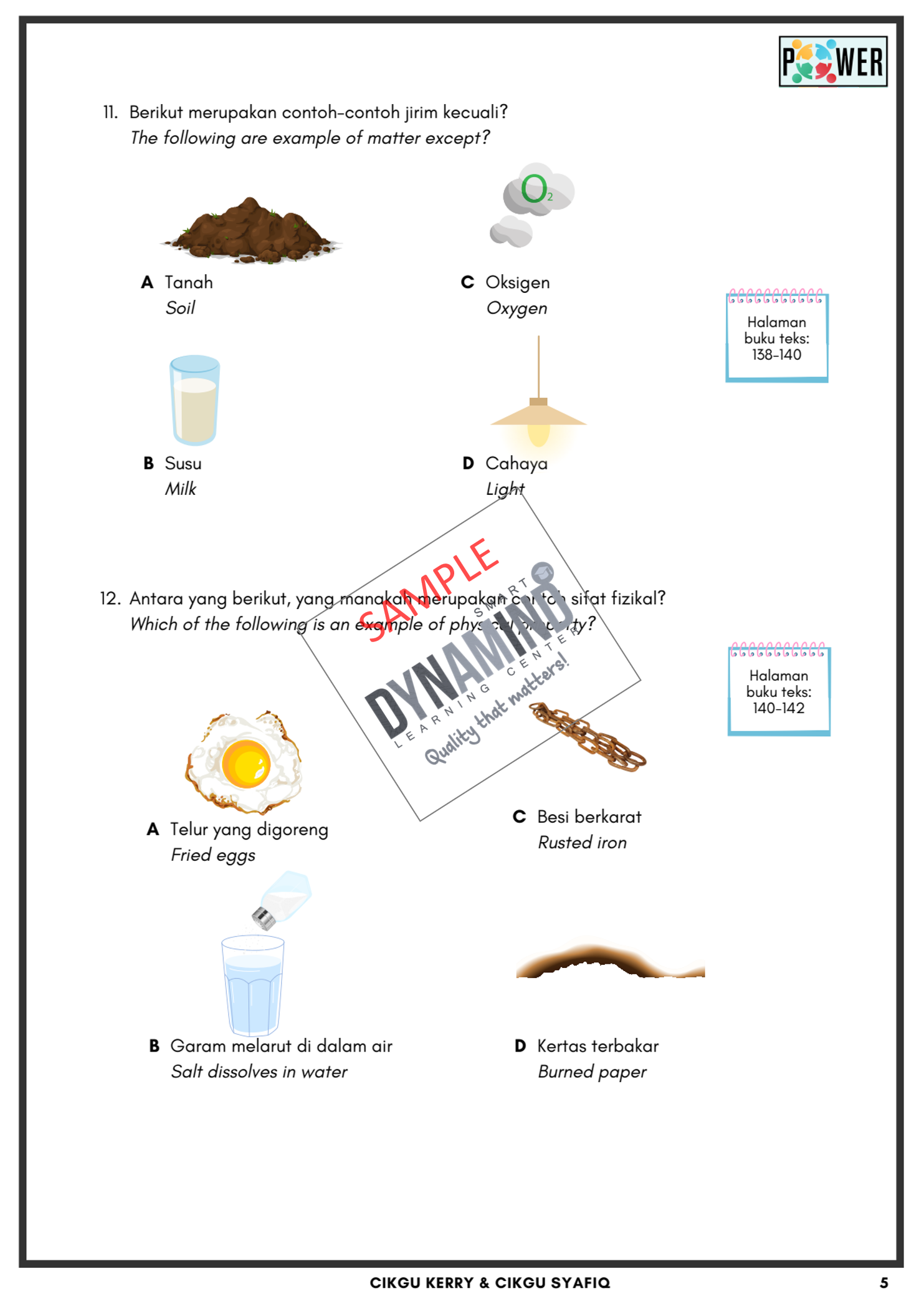 Sampel 3 - 1 SET ULANGKAJI BAB 1 - BAB 5 SAINS TINGKATAN 1 (FORMAT UASA)