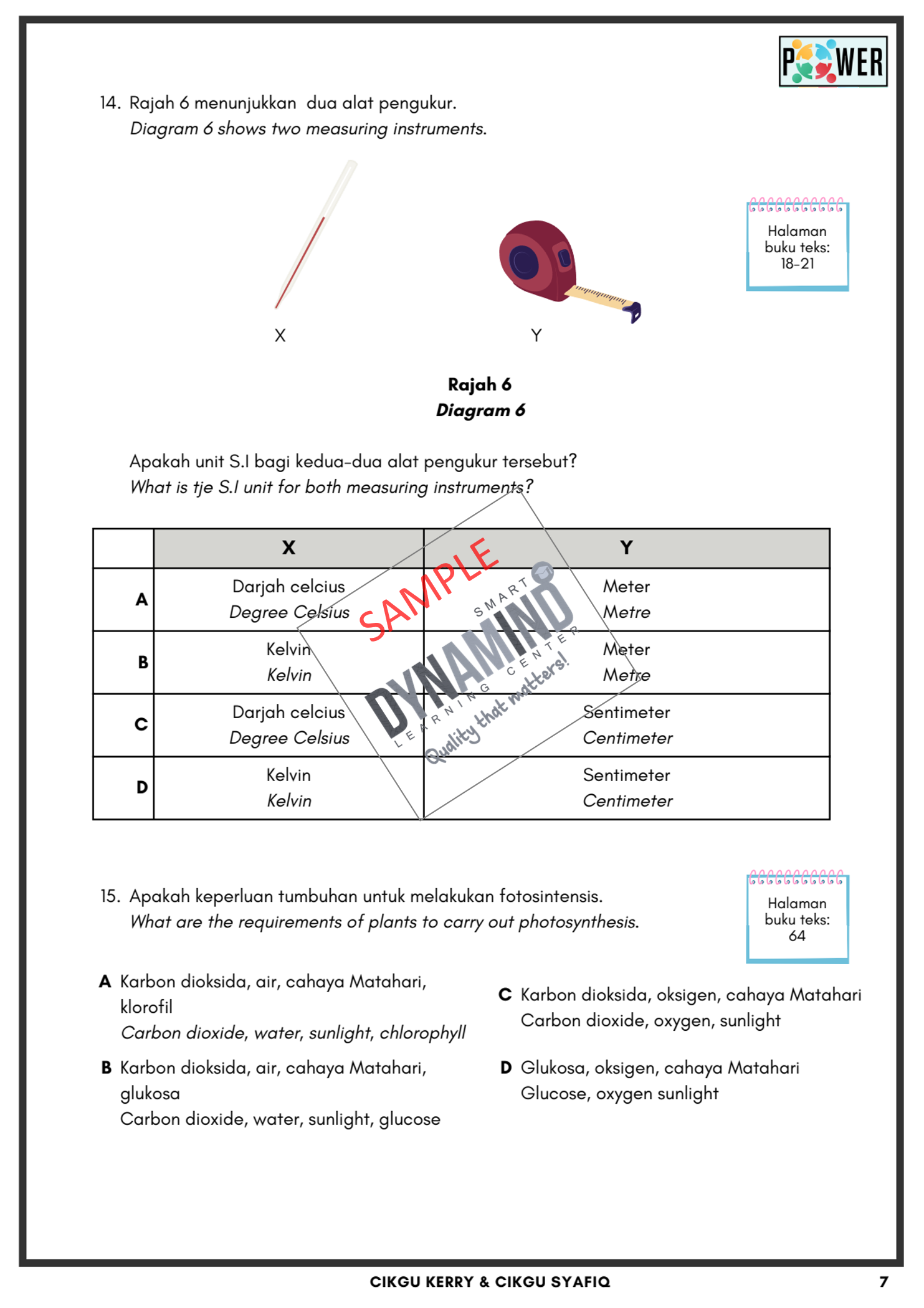 Sampel 4 - 1 SET ULANGKAJI BAB 1 - BAB 5 SAINS TINGKATAN 1 (FORMAT UASA)