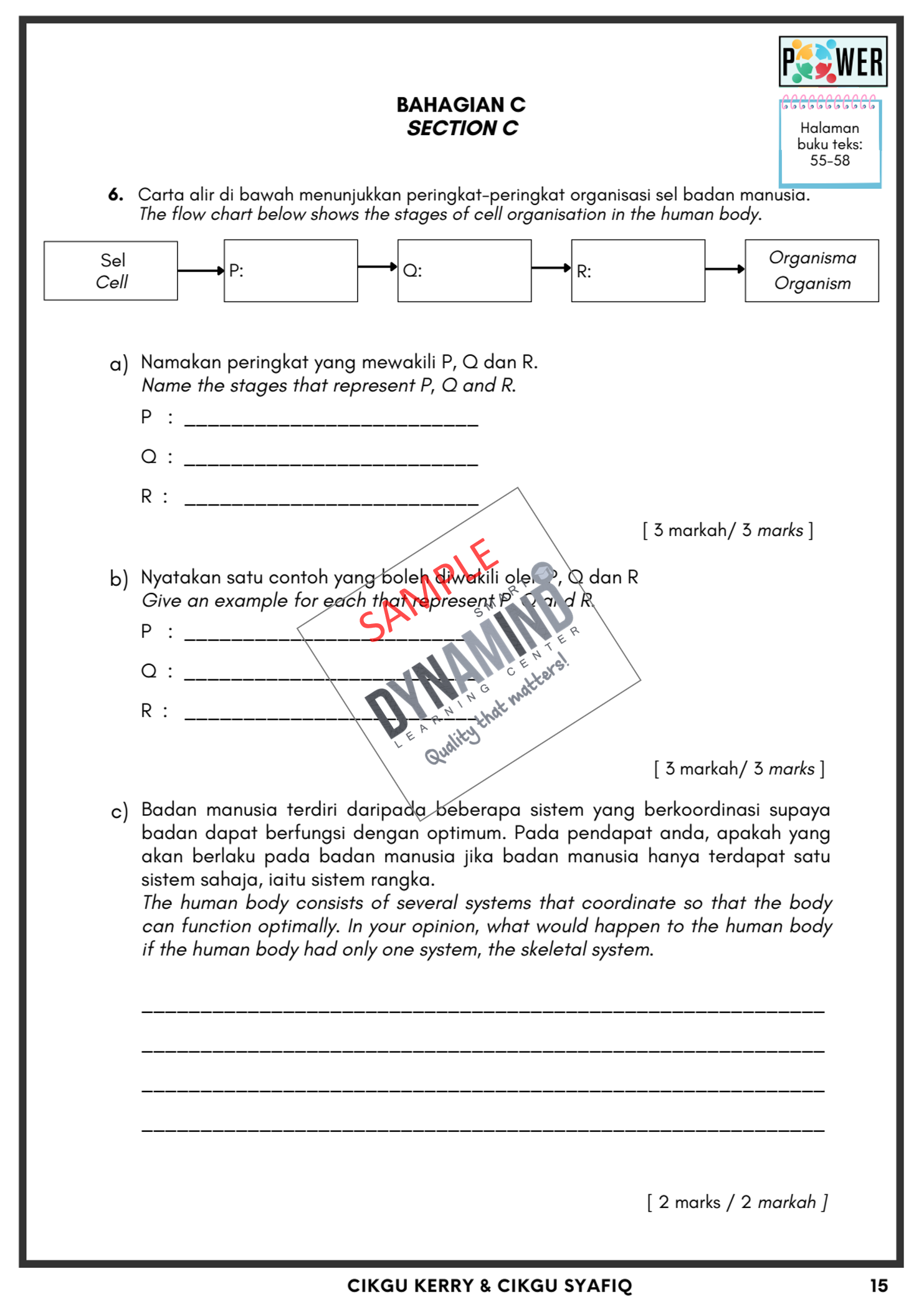 Sampel 6 - 1 SET ULANGKAJI BAB 1 - BAB 5 SAINS TINGKATAN 1 (FORMAT UASA)