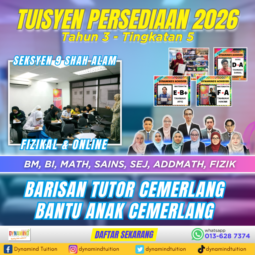 Tuisyen persediaan tahun 2026 Fizikal & Online ALL